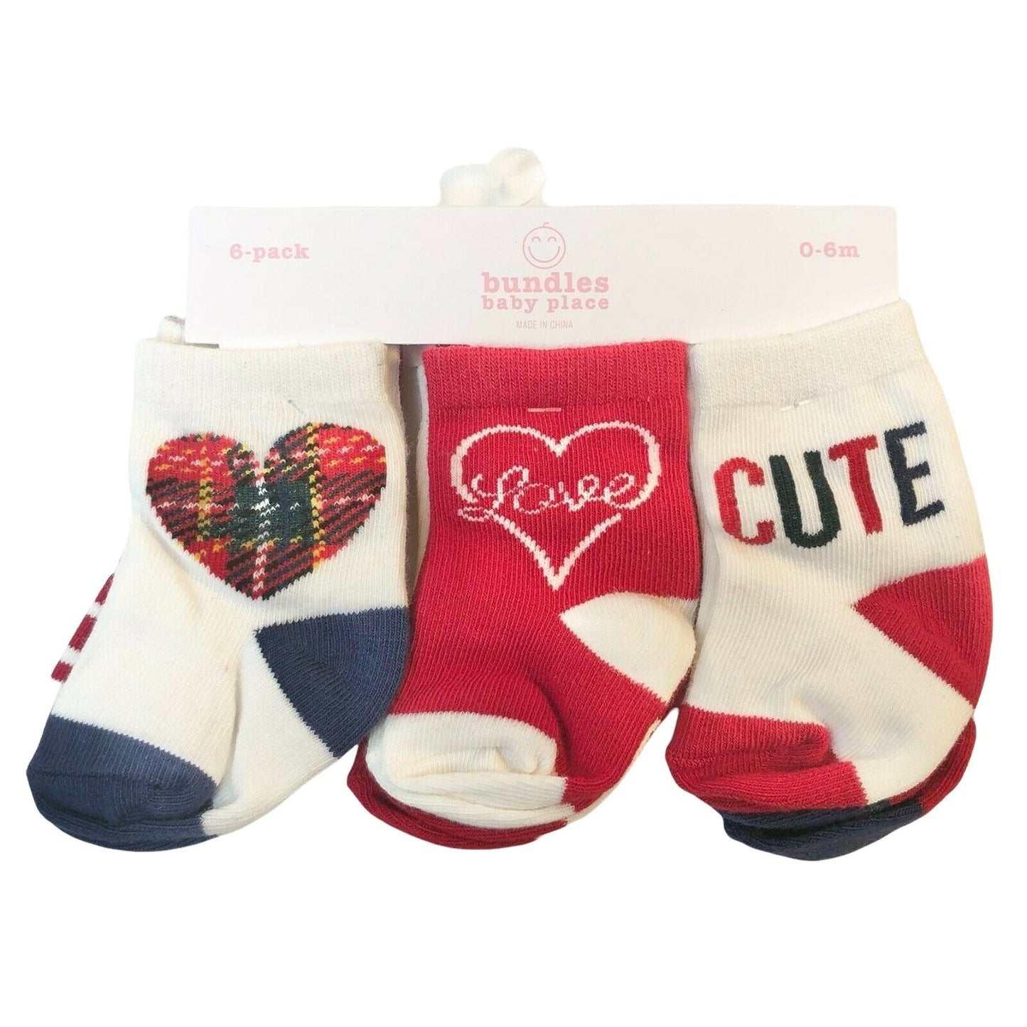 TCP Baby Girls Tartan Midi Socks Classic Red 6-pack 0-6M NEW