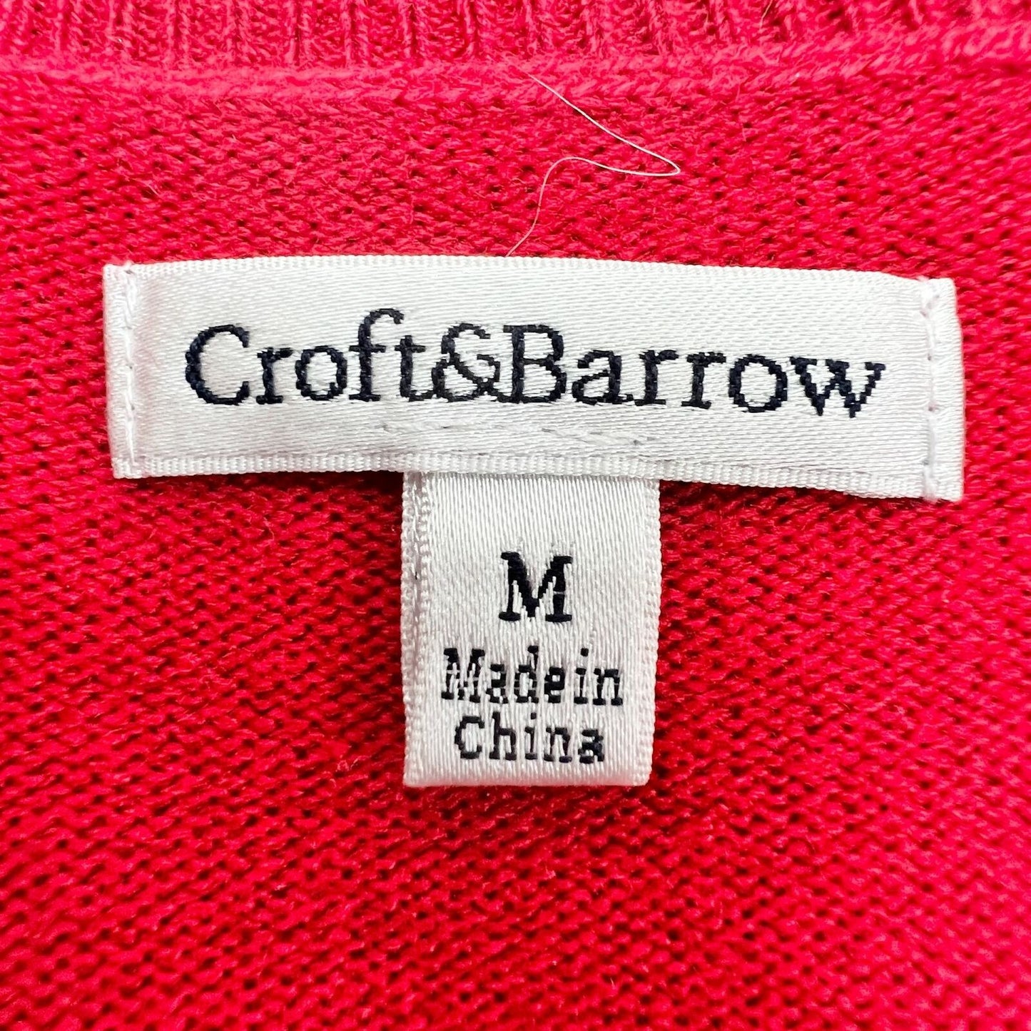 Croft & Barrow Women's Medium Red Argyle Button Front Cardigan