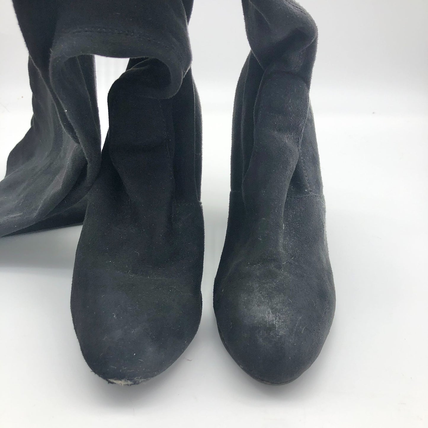 Steve Madden Gorgeous 6.5M Black Suede Thigh High Heeled Boots