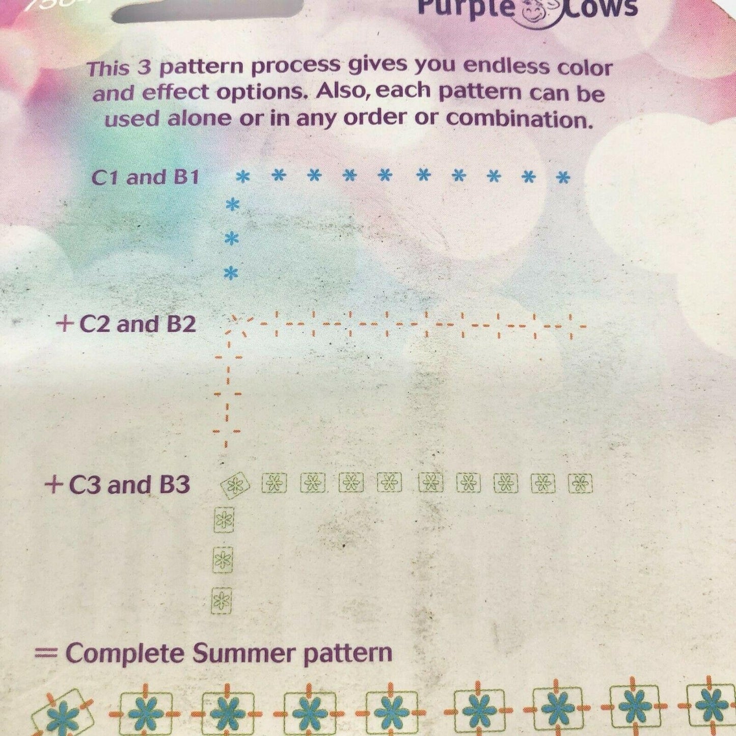 Purple Cows 6 Piece Summer Stamp Set Corners and Borders NIP