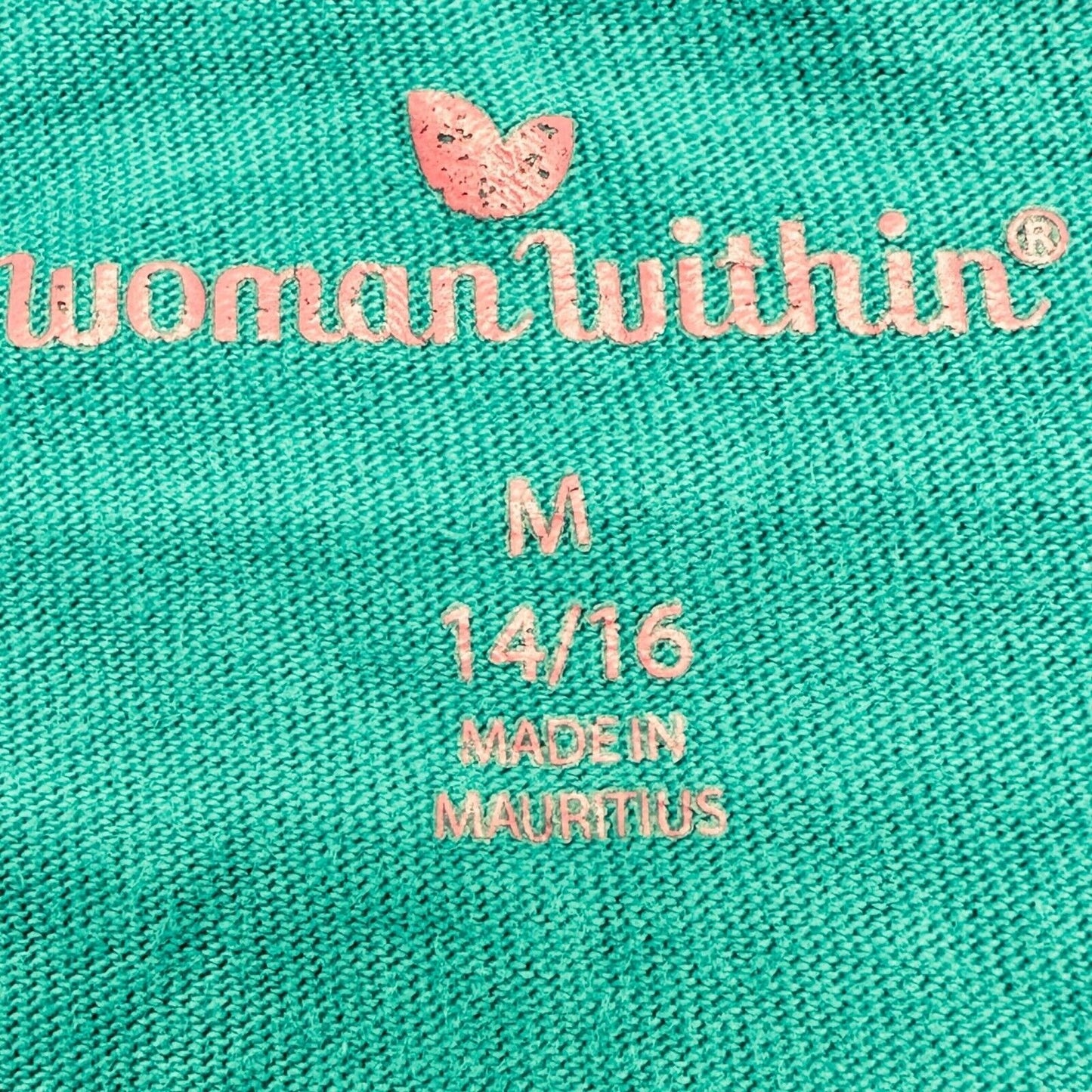 Woman Within T-shirt Women's M 14/16 Teal Crew Neck Short Sleeve