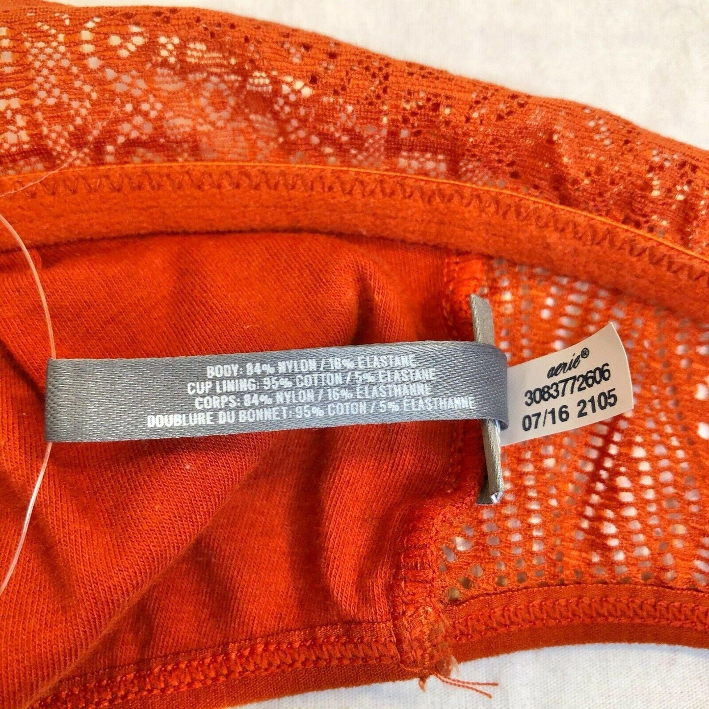 Aerie Burnt Orange Lace-Look Sports Bra Medium Racerback NWOT