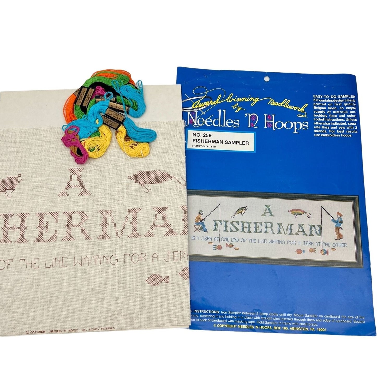 Vintage 1990s Needles N Hoops Fisherman Sampler Kit #259