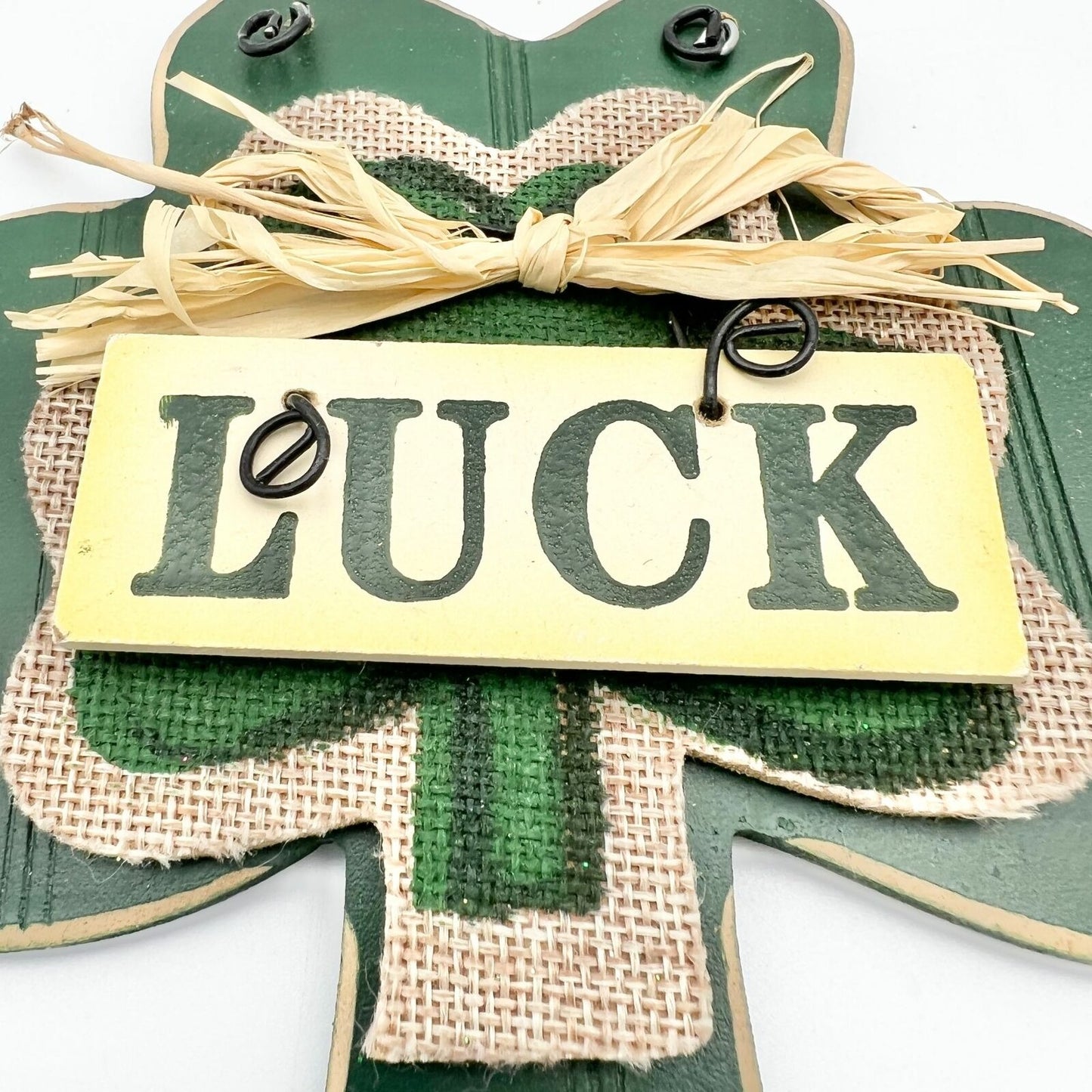 Pair of Two Wooden Decorative Hanging Shamrocks Ornaments