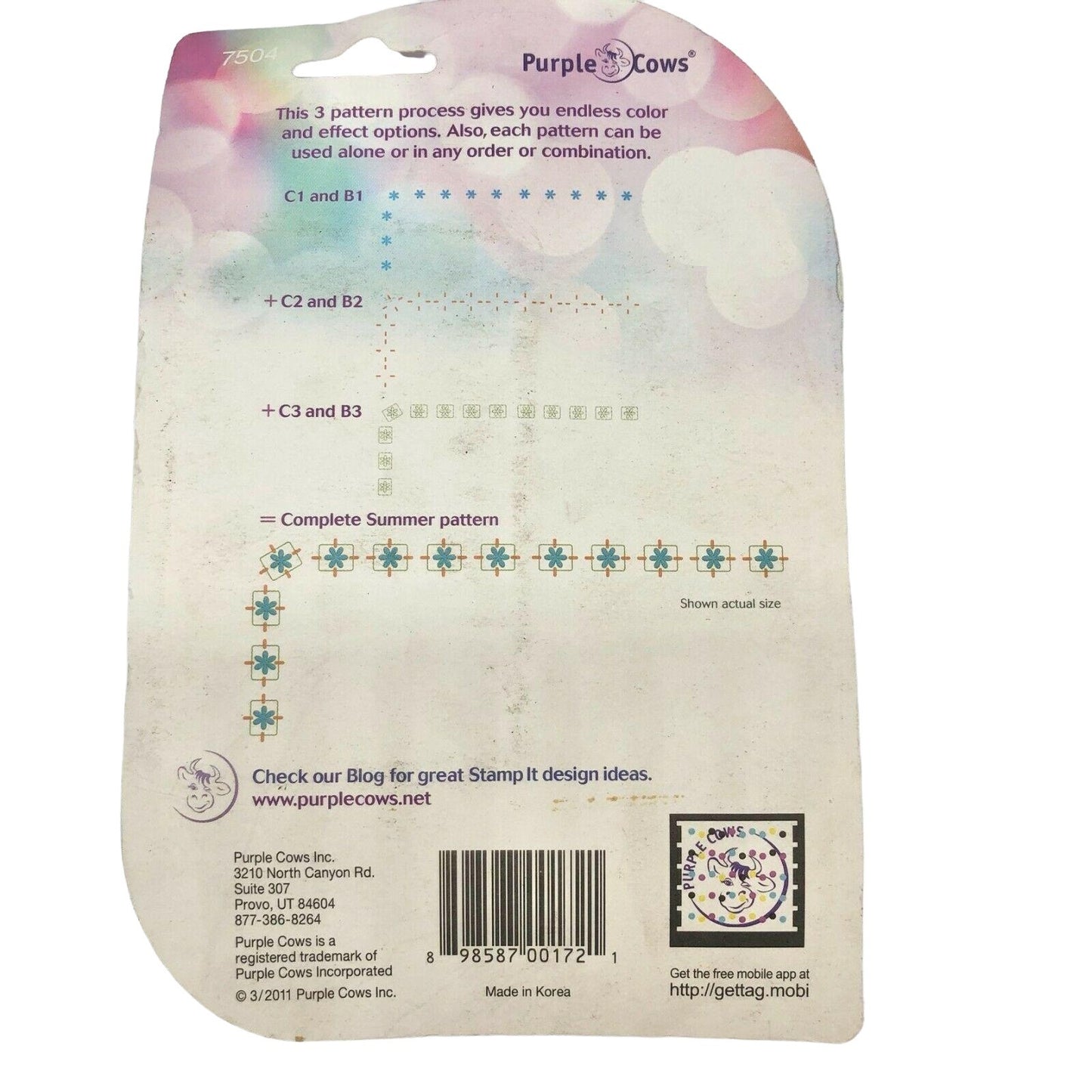 Purple Cows 6 Piece Summer Stamp Set Corners and Borders NIP