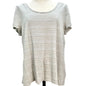 Sonoma Life & Style Top Womens Large Gray Gold Pinstripe Short Sleeve Scoop Neck