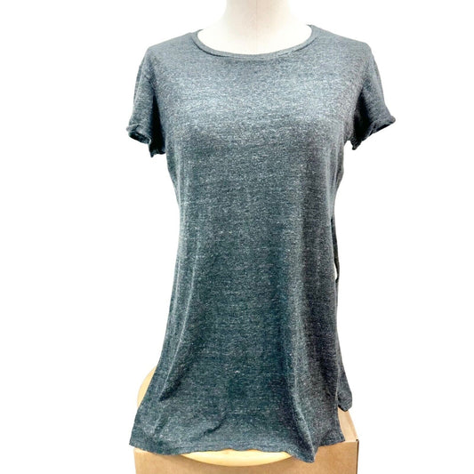 Forever 21 Top Women's S Heathered Gray Side Slits Short Sleeve Crew Neck