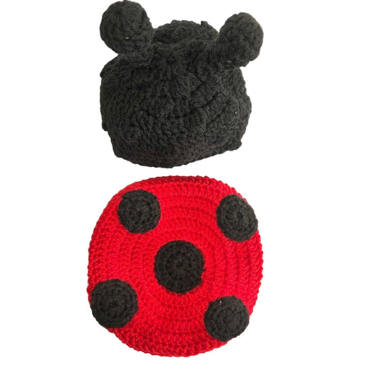 Handcrafted Crochet Baby Ladybug Outfit Hat and Bum Cover NEW