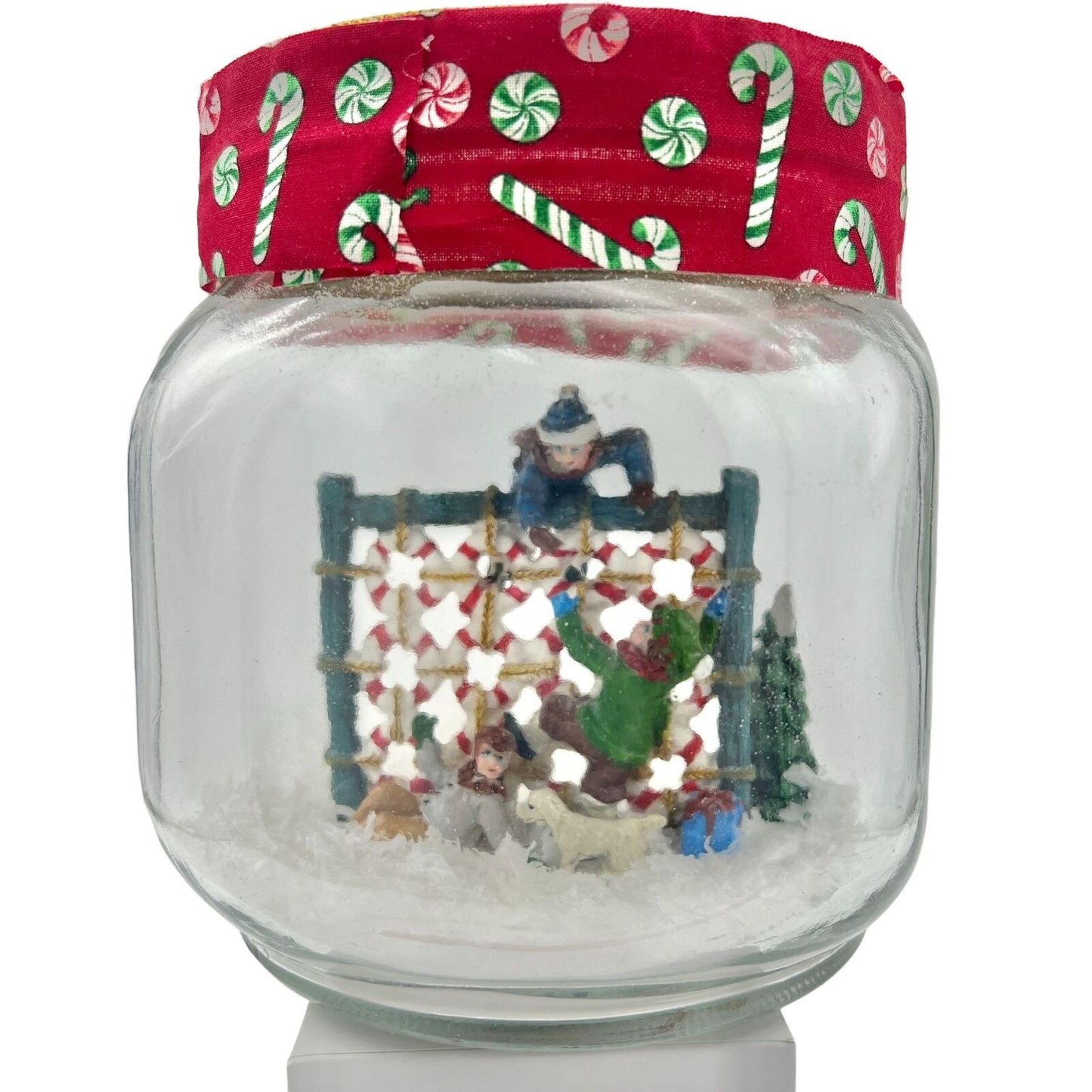 Handcrafted Christmas in a Jar Children Playing in the Snow 6 x 5