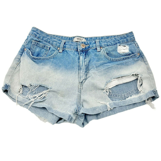 Forever 21 Blue Ombre Denim Distressed Shorts Size 28 Waist