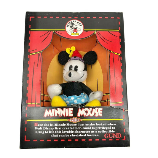 Gund Minnie Mouse Plush Replica Antique Minnie 1990s Original Box 7205 Bonus