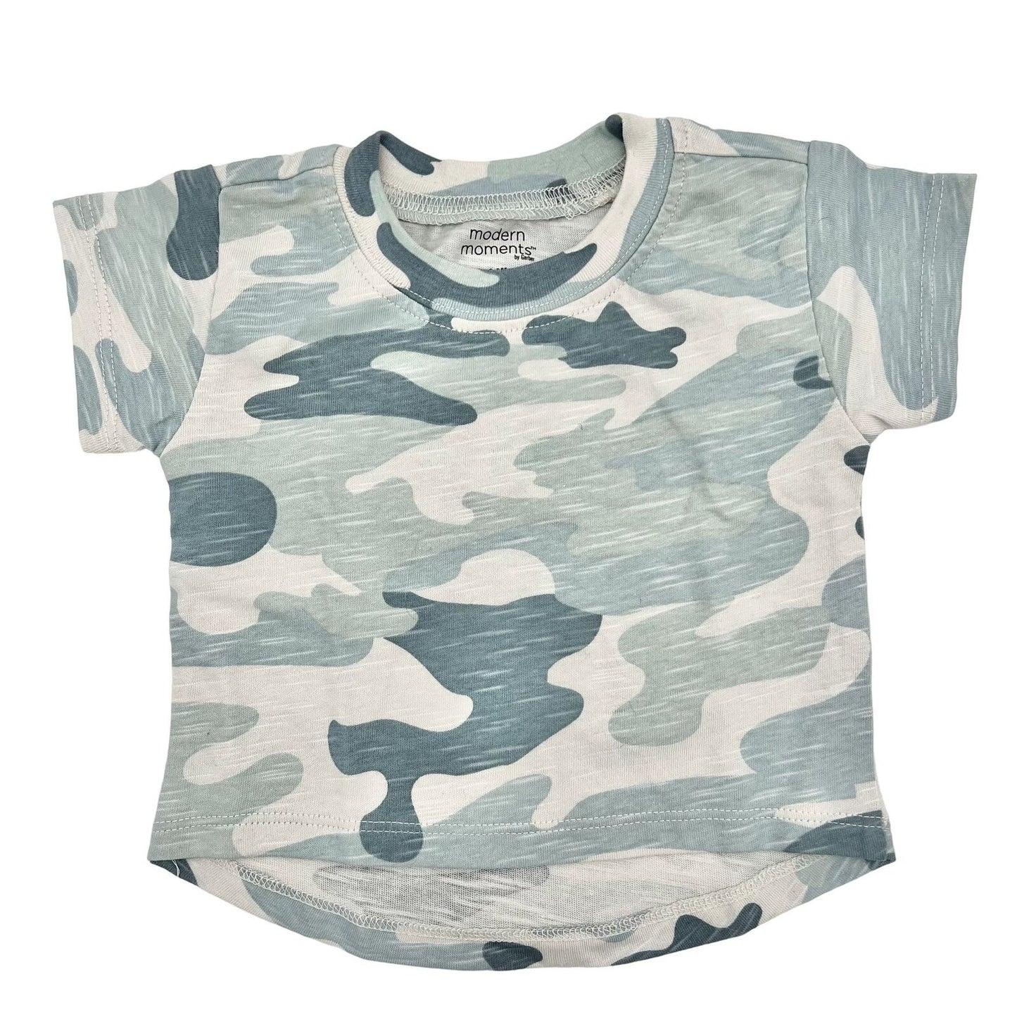 Modern Moments by Gerber Shirt Infant 0-3M Greenish Blue Camo Short Sleeve NEW