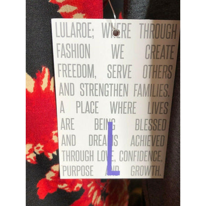 LuLaRoe Randy Baseball Style Tee Size L 3/4 sleeves Black Red Gray NWT