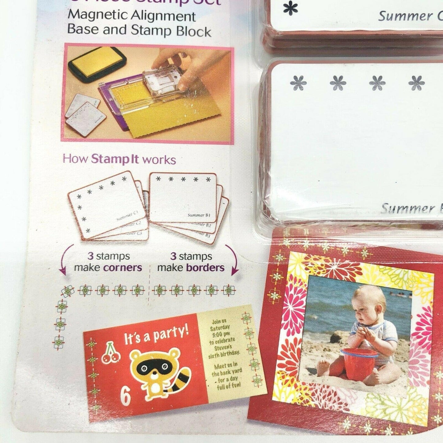 Purple Cows 6 Piece Summer Stamp Set Corners and Borders NIP