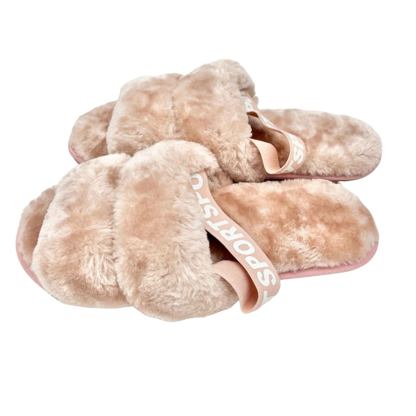 D ta Lo Women's Size 43 Pink Sport Fluffy Slingback Slippers