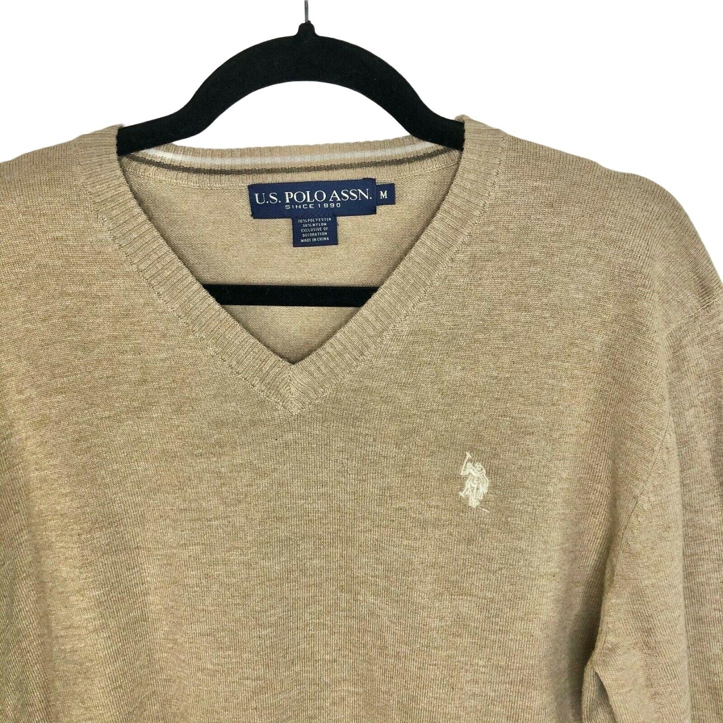 US Polo Assn Men's Medium Tan Pullover Sweater Machine Washable