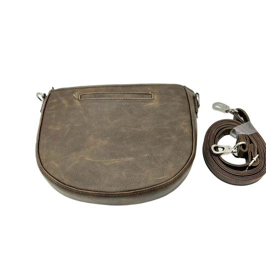 Jewell by Thirty-One Half Moon Crossbody 9 x 7 x 2 Chestnut Distressed Pebble