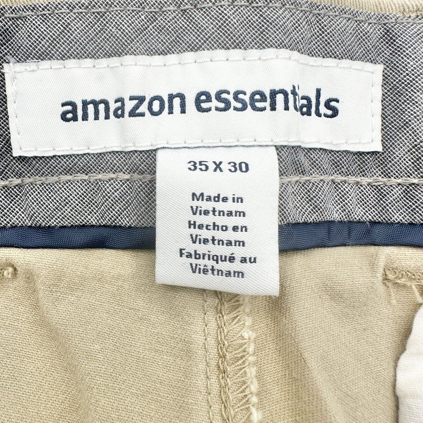 Essentials Chinos 35 x 30 Khaki Classic Fit Front Back Pockets