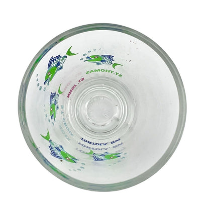 Shot Glass 2.5 x 2 Clear Blue Green Fish St Thomas John Croix Tortola BVI