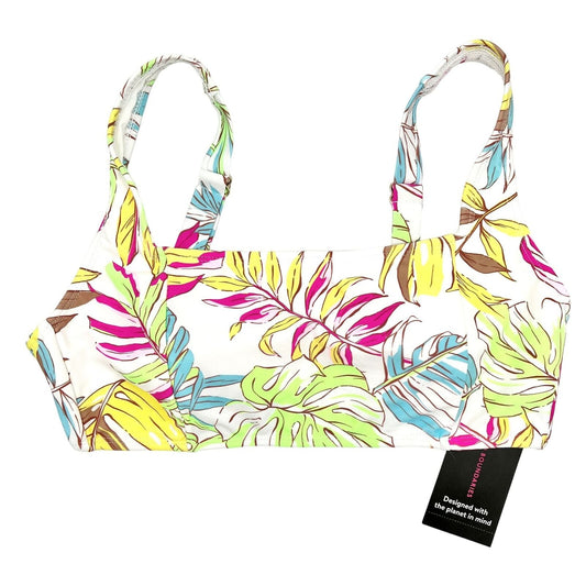 No Boundaries Bikini Top Junior M (7-9) White Tropical Leaves NWT