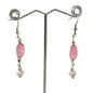 Handcrafted Earrings Pink Glass and Silver Metal Beads Delicate Spring NEW