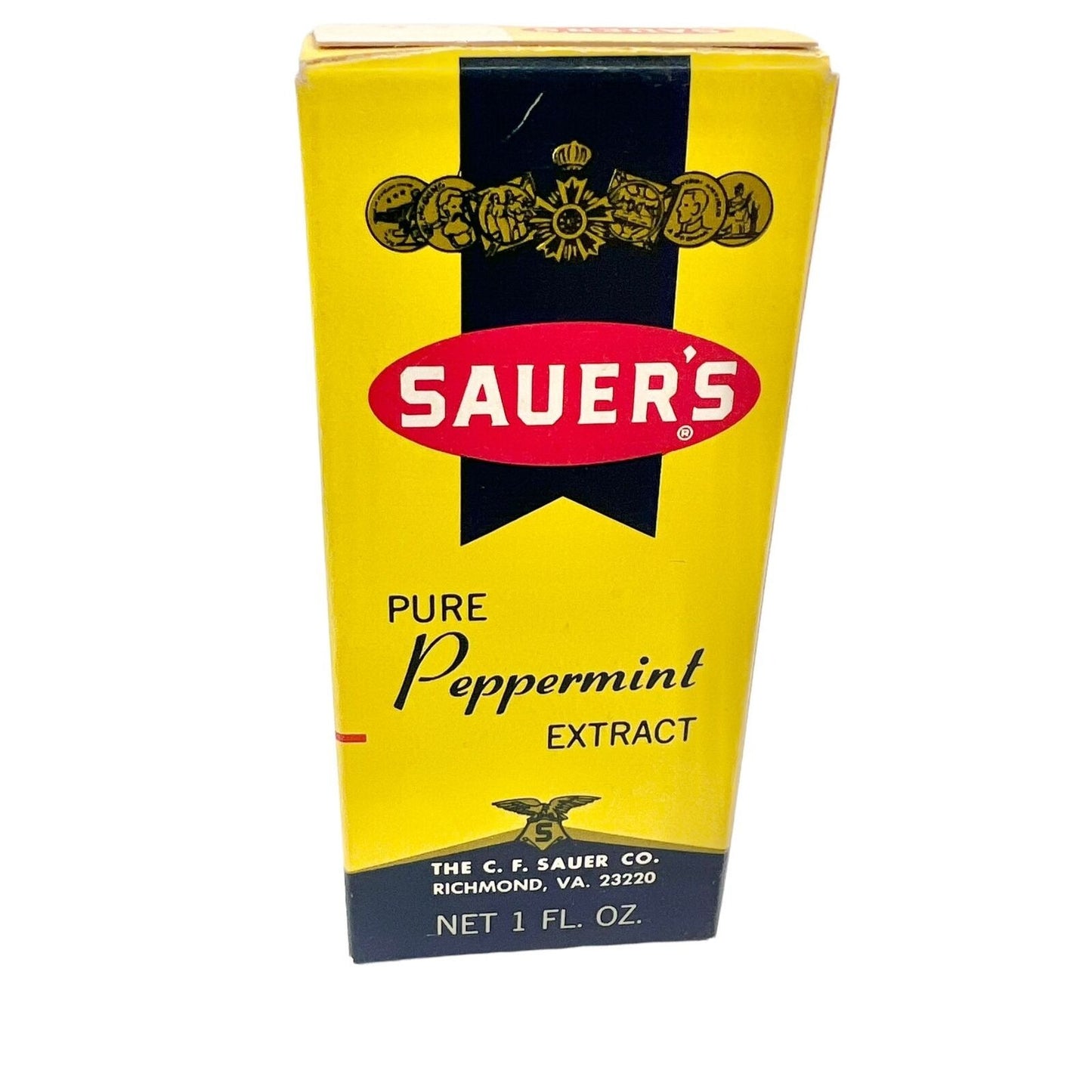 Vintage Sauer's Pure Peppermint Extract NIB 1 fl oz