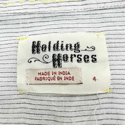 Holding Horses Womens Size 4 Pinstripe 3 qtr Sleeve Button Up Top