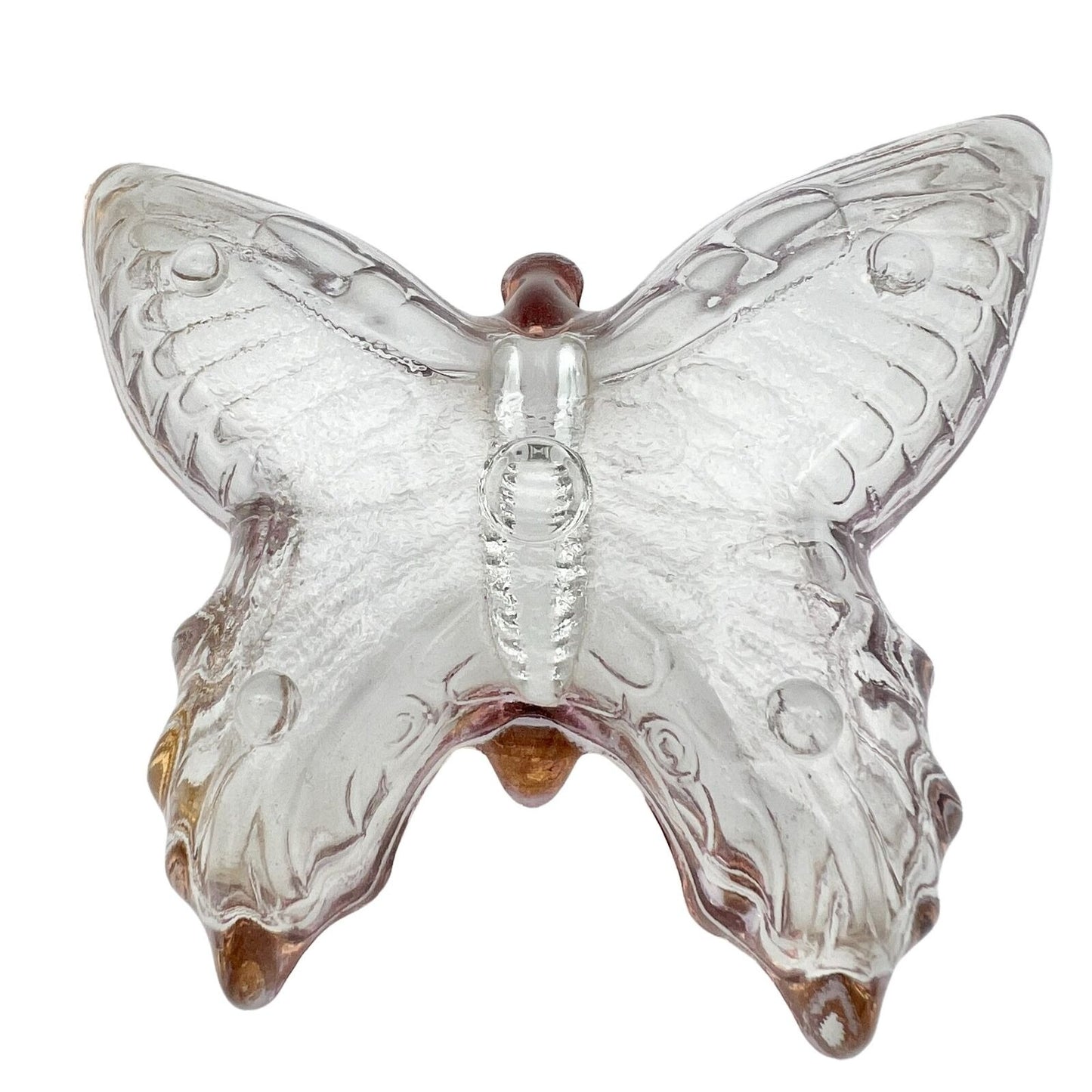 Set of 2 Vintage Butterfly Trinket Dishes 4.5 x 4 Clear Glass Gold Trim