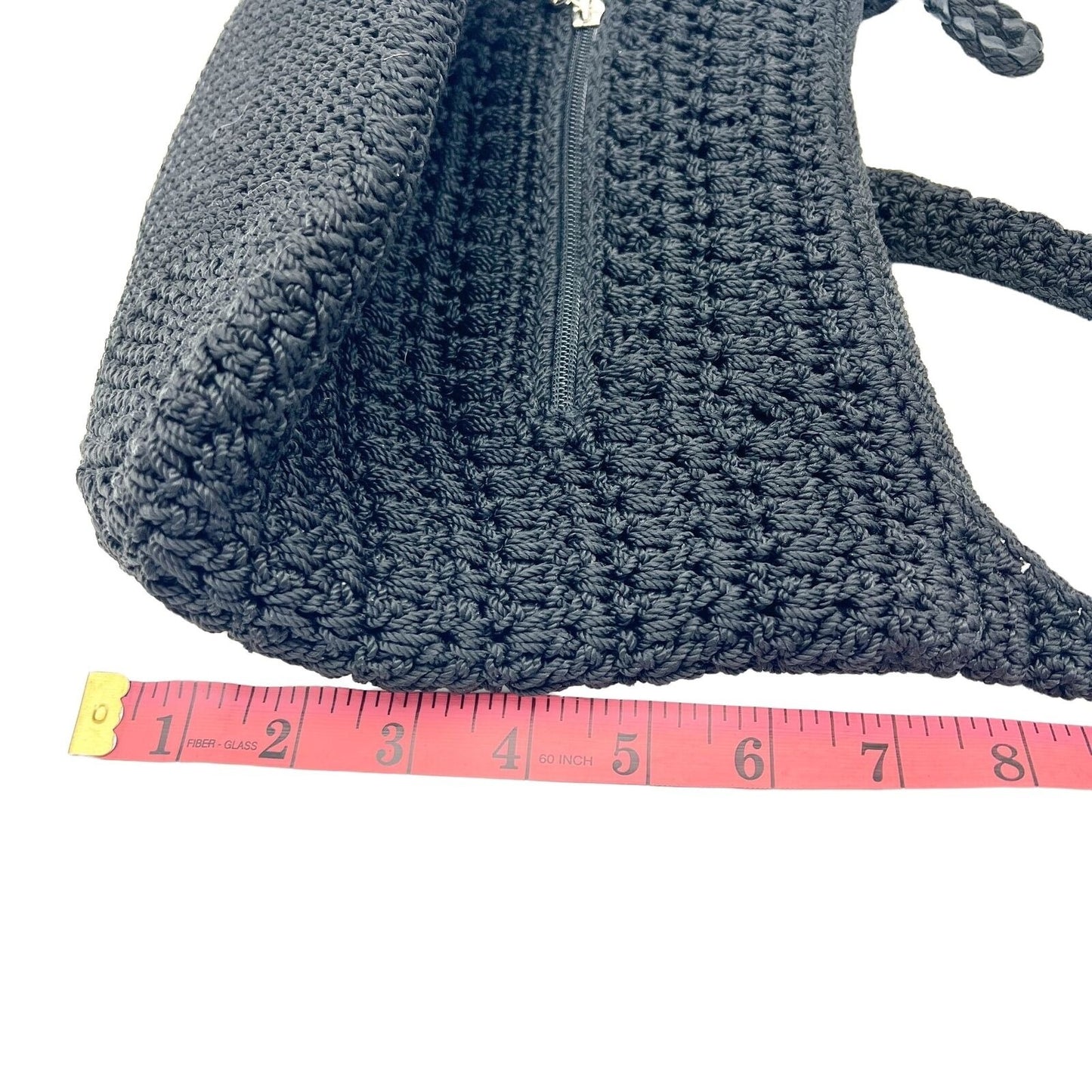 The Sak Black Crochet Purse Bag Zip Closure Interior Pockets