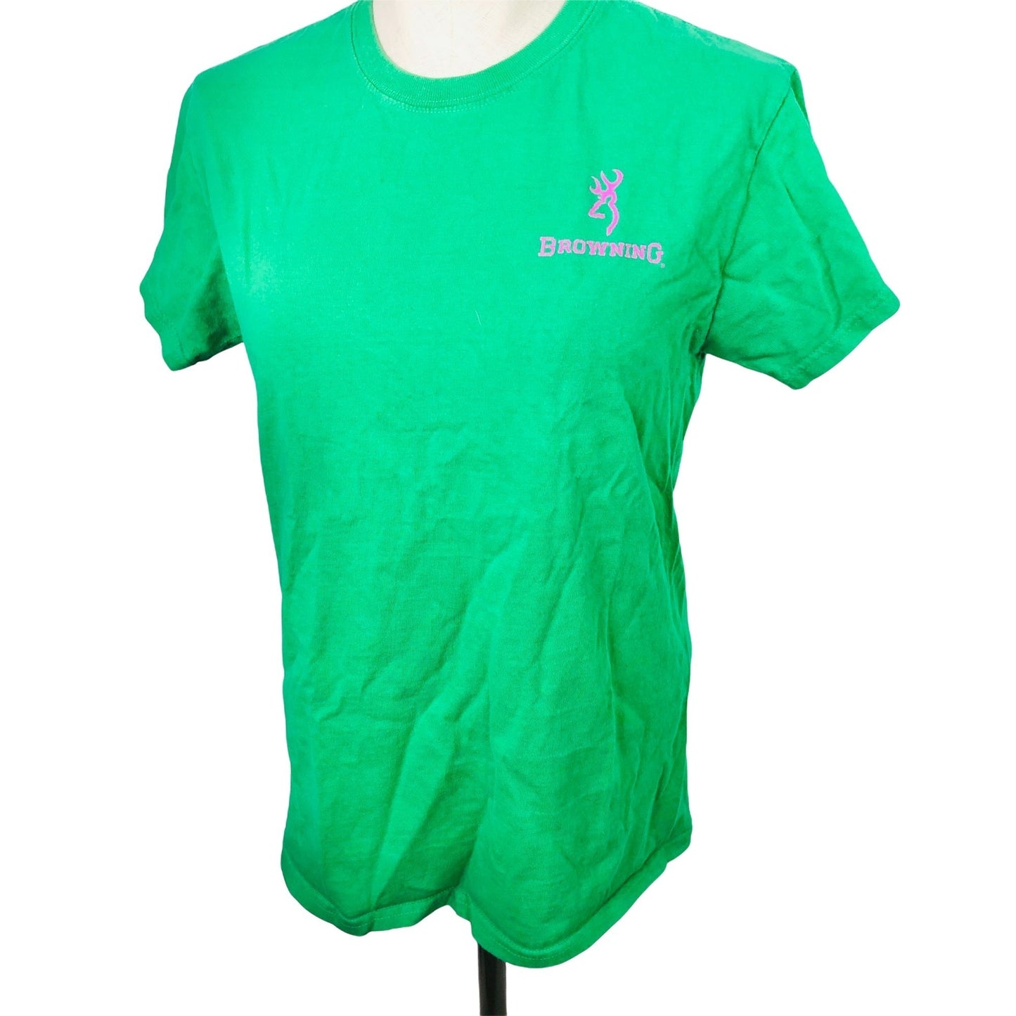 Browning Green Short Sleeve Crew Neck Small T-Shirt Pink Logo