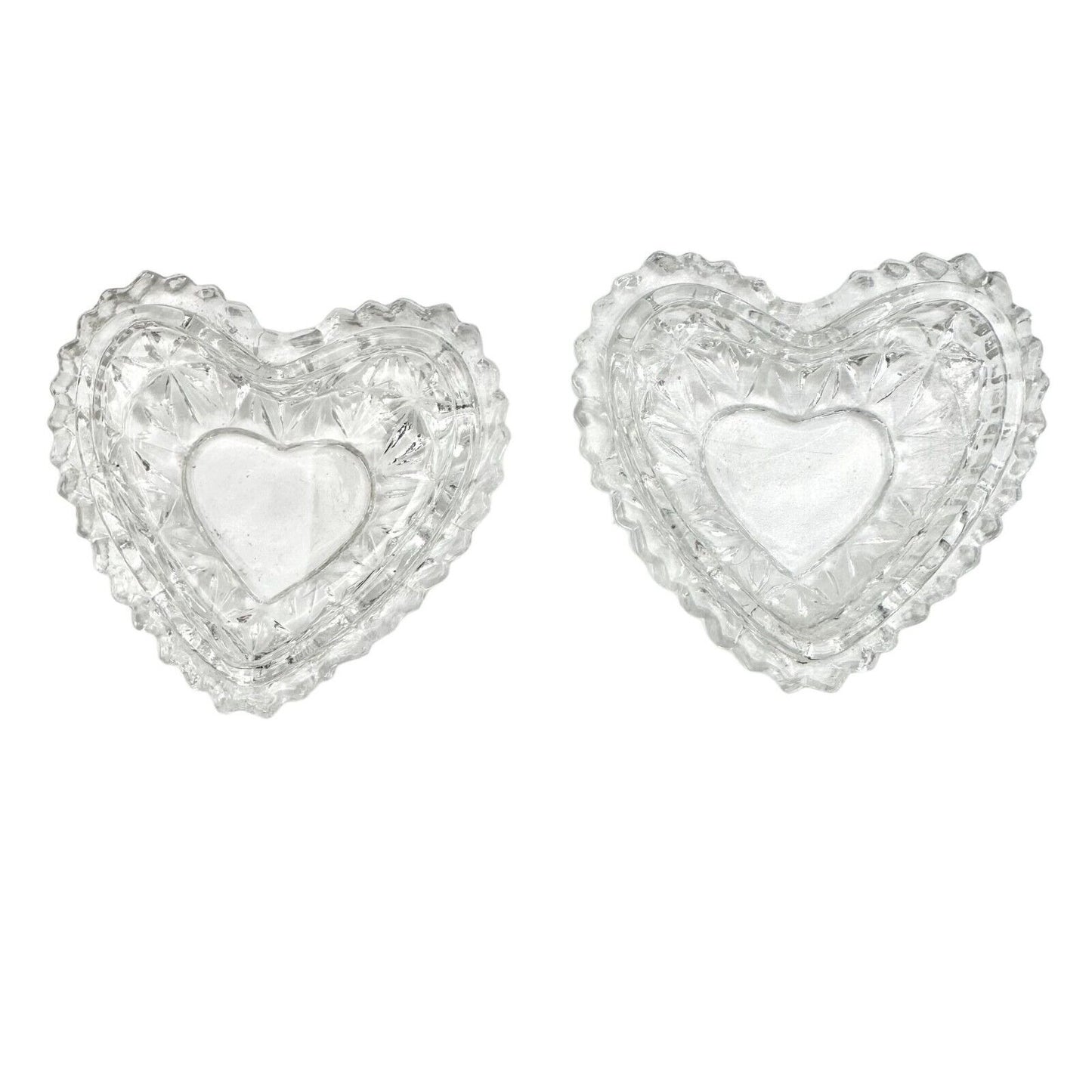 Tiny Hearts Container Set of Two 2.5 x 2.5 Clear Glass Valentines