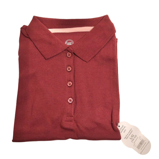 Wonder Nation Girls Uniform Short Sleeve Polo-style Burgundy L Tagless Comfort