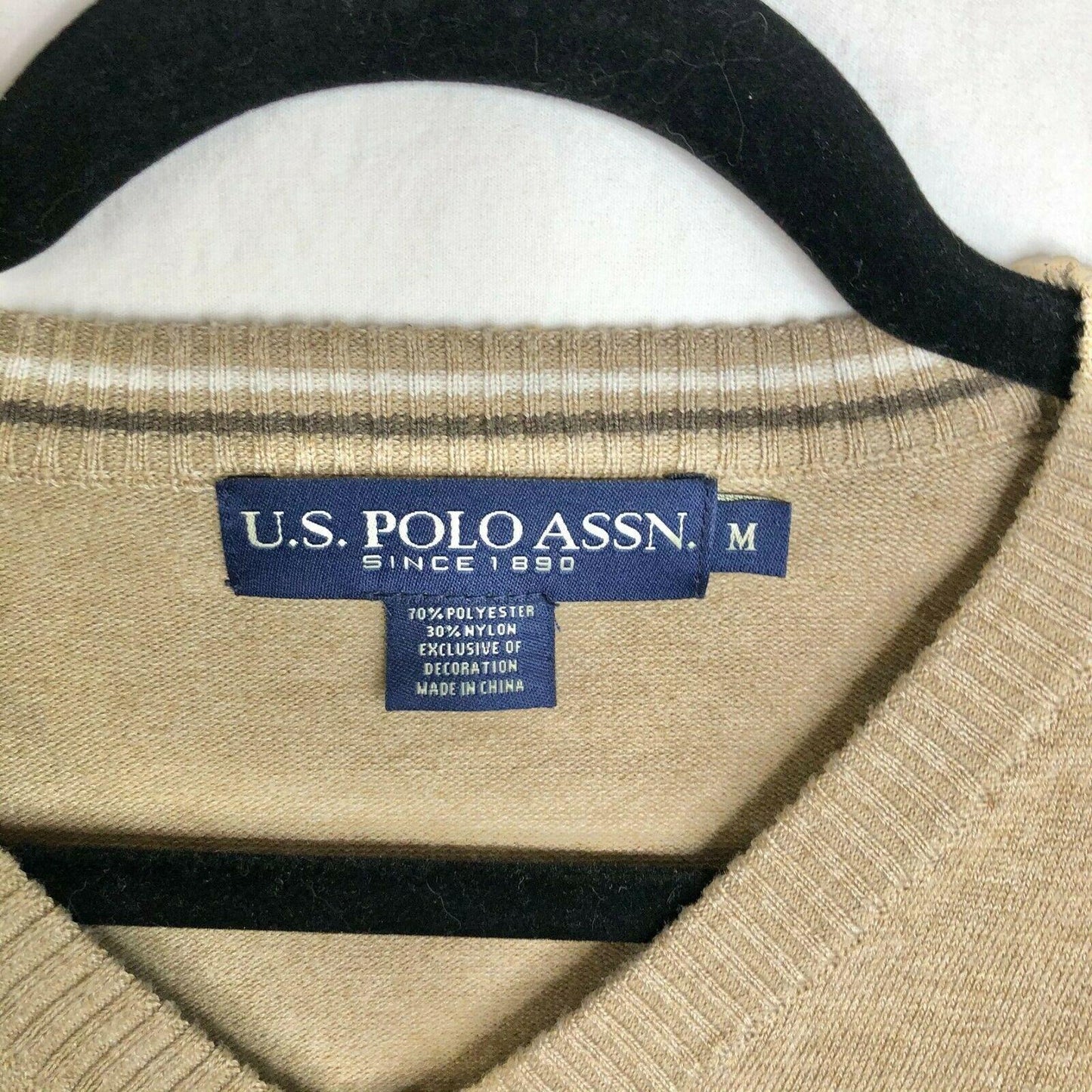 US Polo Assn Men's Medium Tan Pullover Sweater Machine Washable