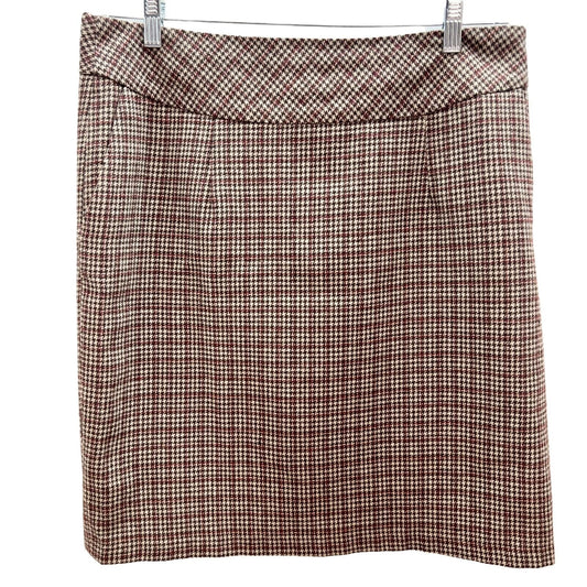 Architect Women's 12 Brown Houndstooth Straight Skirt Back Zip Pockets