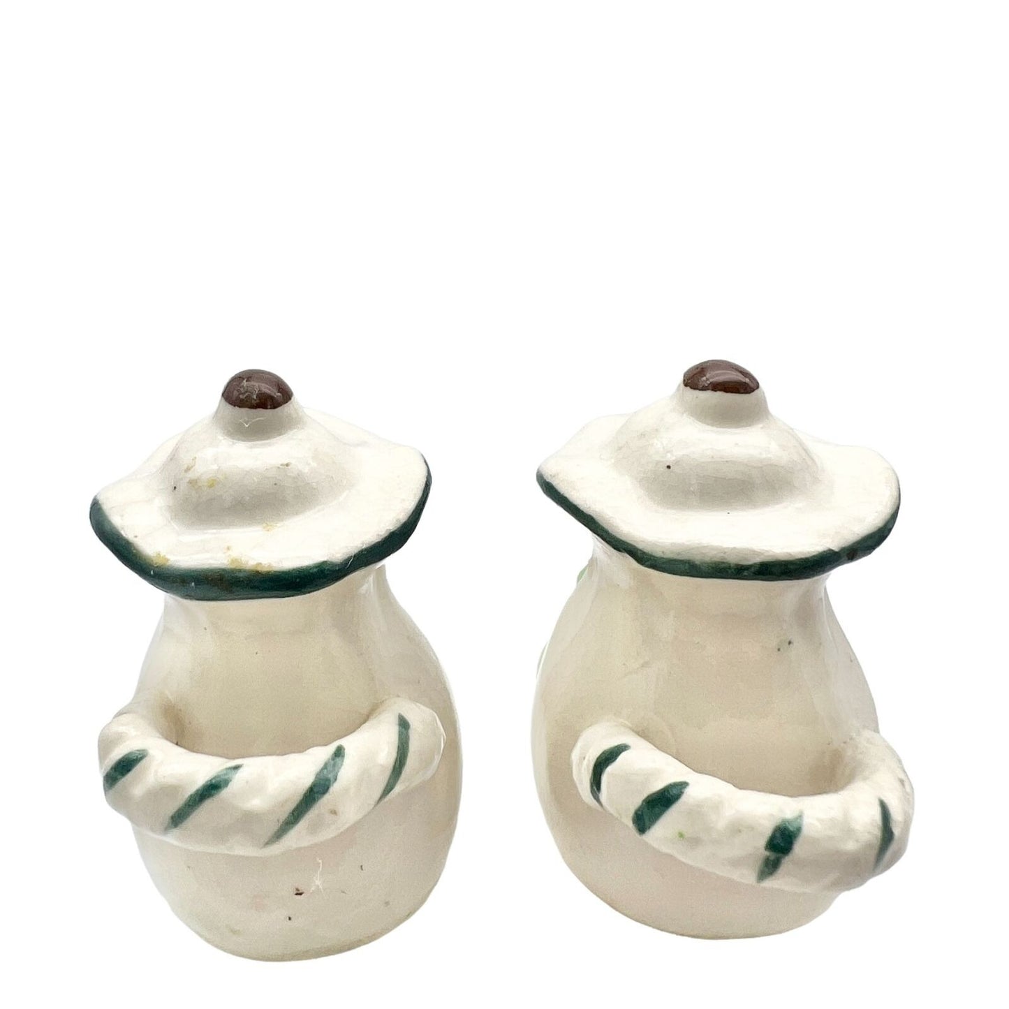 Salt Pepper Shakers 2 x 2 White Pitchers Cactus Cork Bottom