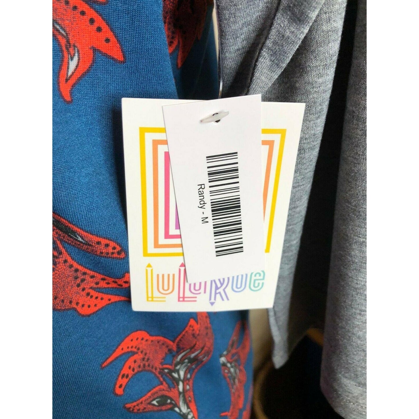 LuLaRoe Randy Baseball Style Tee Size M Blue Red Flowers Gray 3/4 sleeves NWT