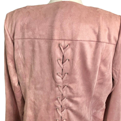 Lane Bryant Jacket Womens 20 Suede-look Zip Pink Surprise Back Tie NWT
