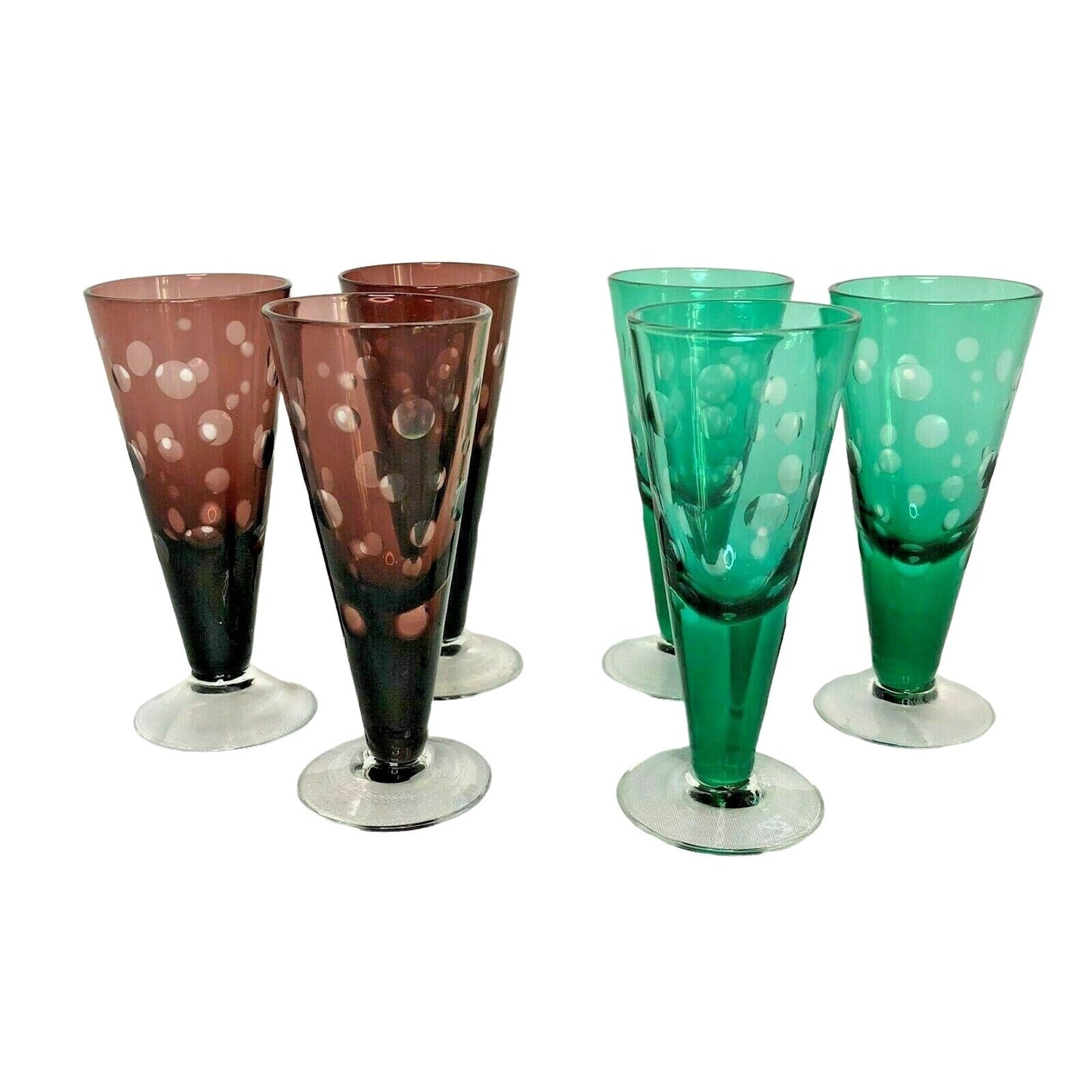 Set of 6 Aperitif Glasses Red & Green Party Christmas Classy Retro