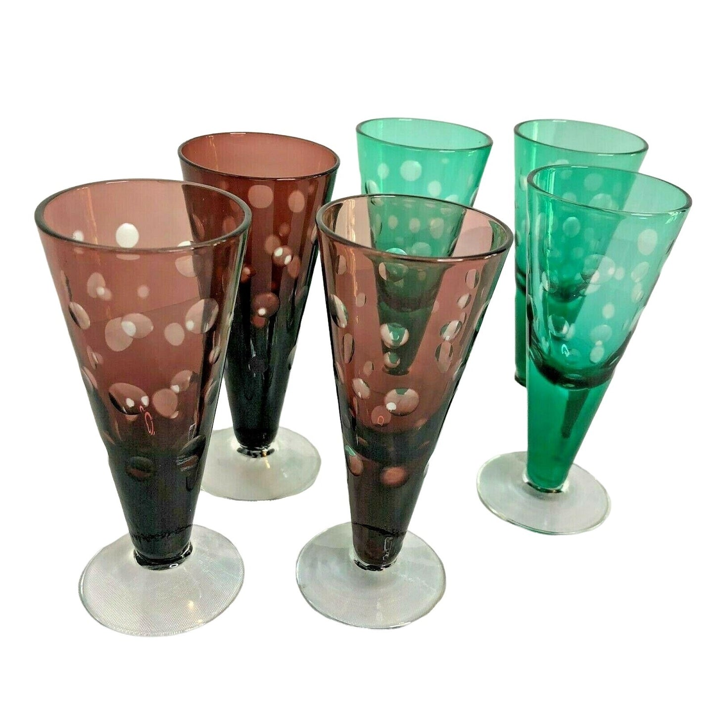 Set of 6 Aperitif Glasses Red & Green Party Christmas Classy Retro