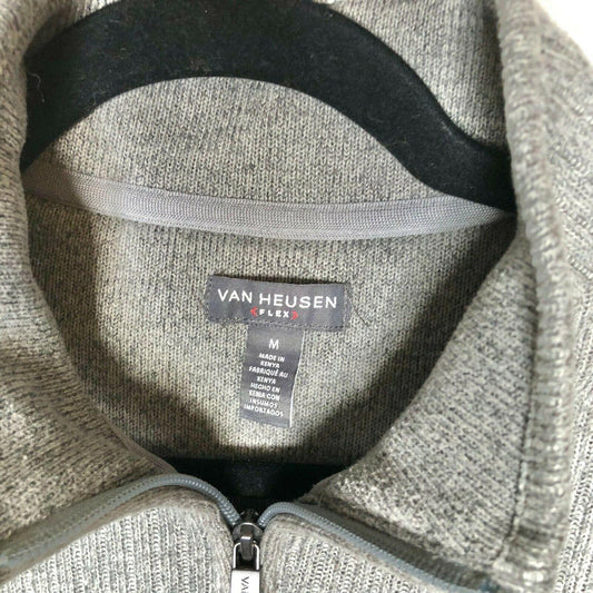 Van Heusen Flex Mens Medium Pullover Quarter Zip Fleece Machine Wash Sweater