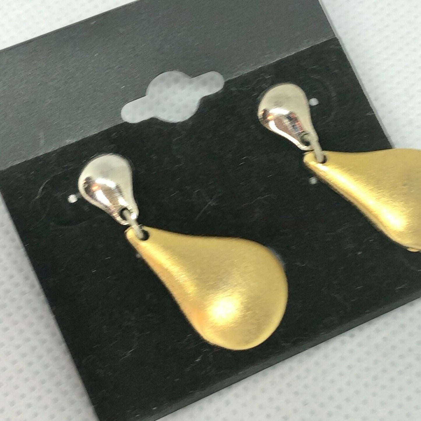 Brushed Gold Drop Teardrop Earrings 1.3" Long New