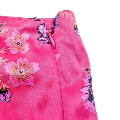 Free People Women's 4 Avas Print Miniskirt in Deep Magenta 16 inch Long NWT
