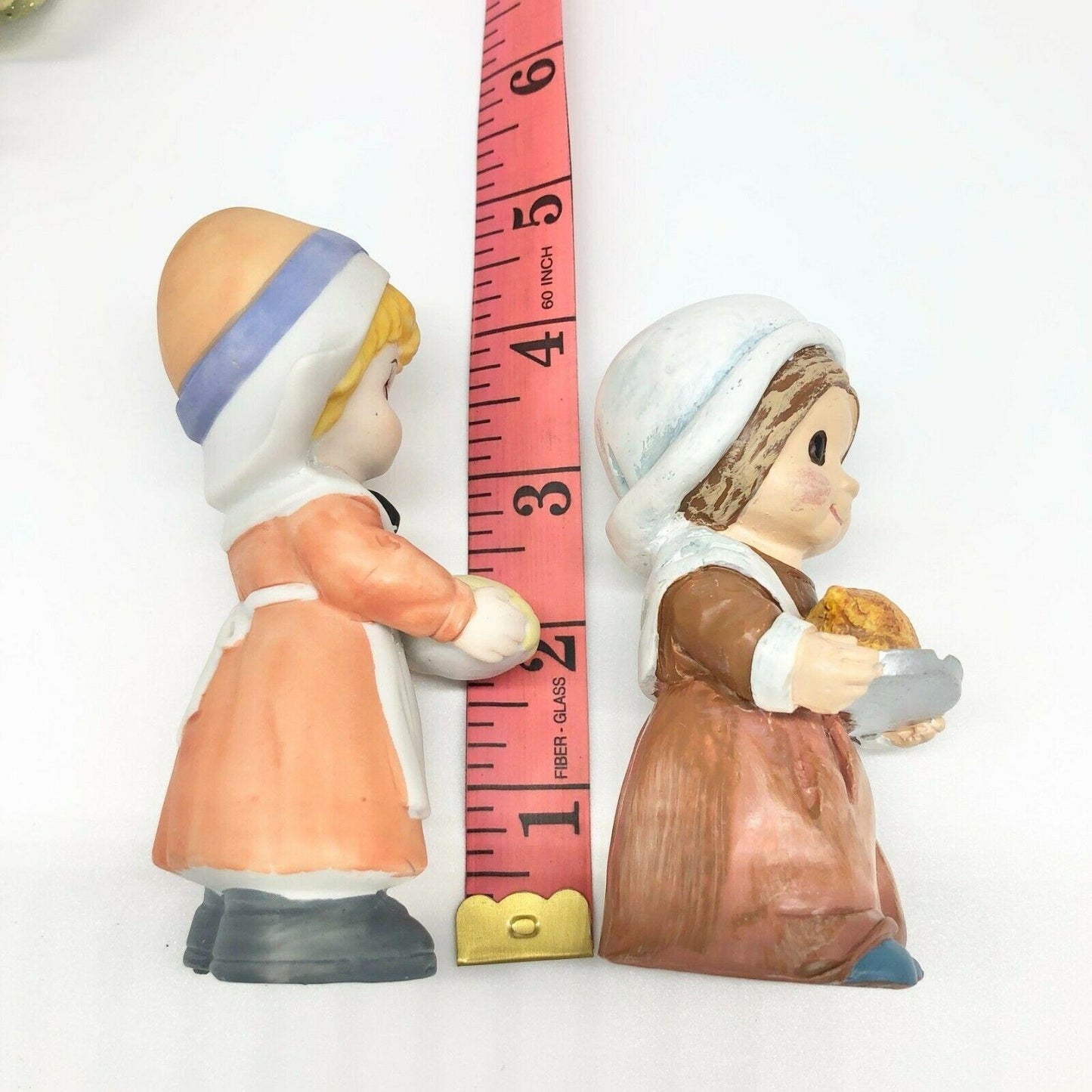 Thanksgiving Girl and Woman Figurines with Fall Pick Autumn