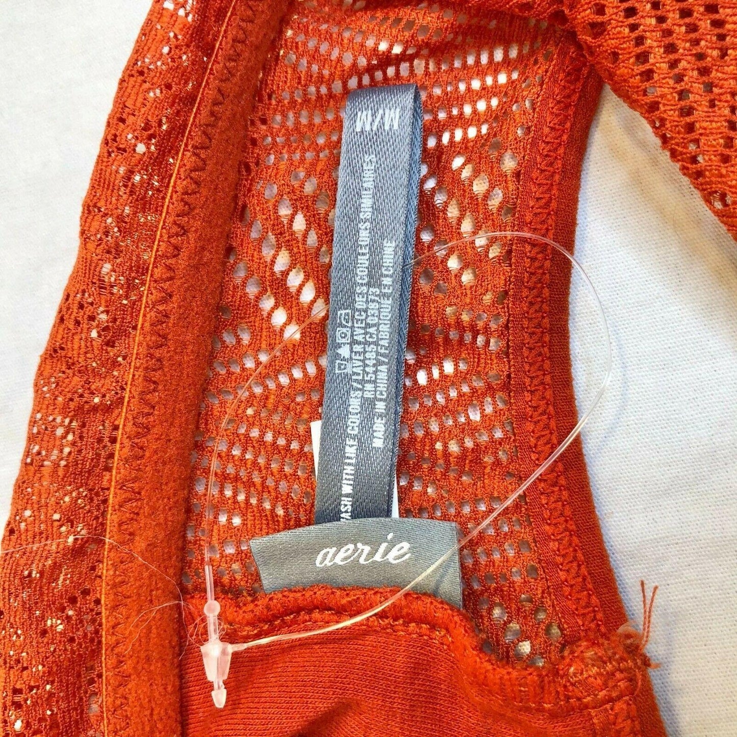 Aerie Burnt Orange Lace-Look Sports Bra Medium Racerback NWOT