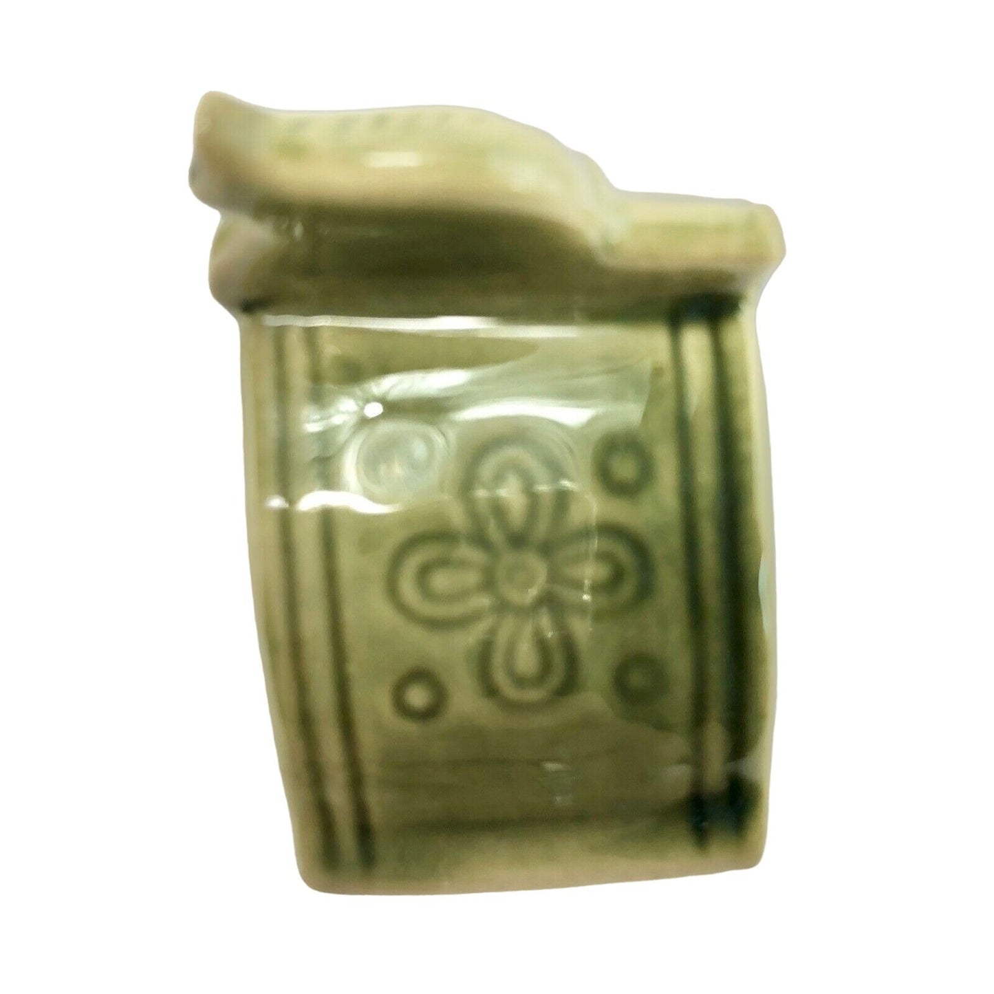 Set of 4 Ceramic Green Elephant Napkins Rings Floral Beautiful EUC