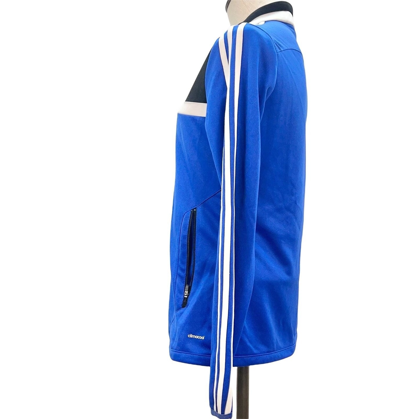 Adidas Womens Small Blue Black White Zip Up Sports Jacket Climacool