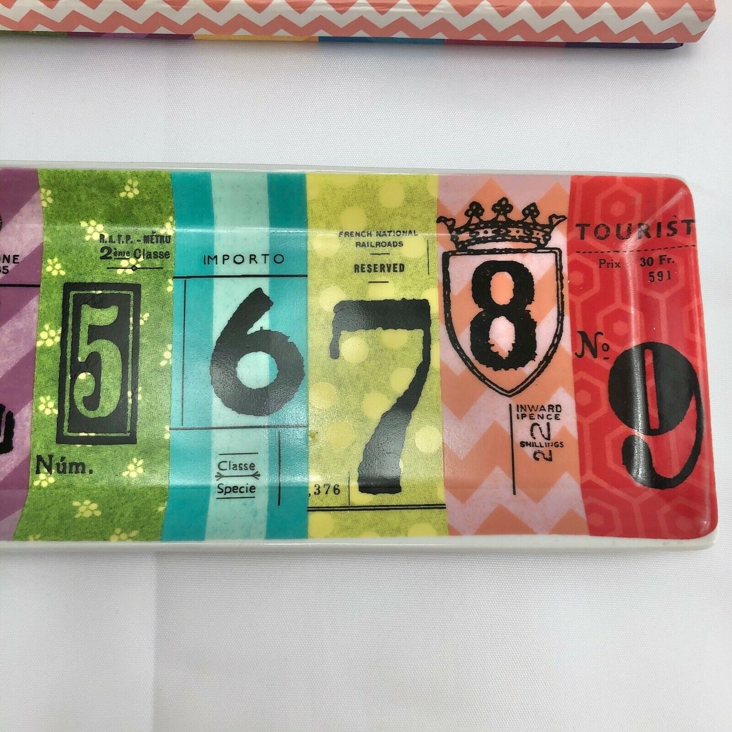 Rosanna Lucky Number Long Tray Numbers 0-9 train tickets number line school NIB