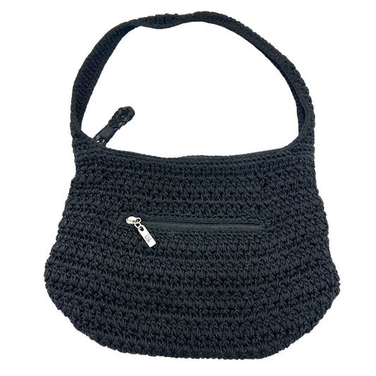 The Sak Black Crochet Purse Bag Zip Closure Interior Pockets