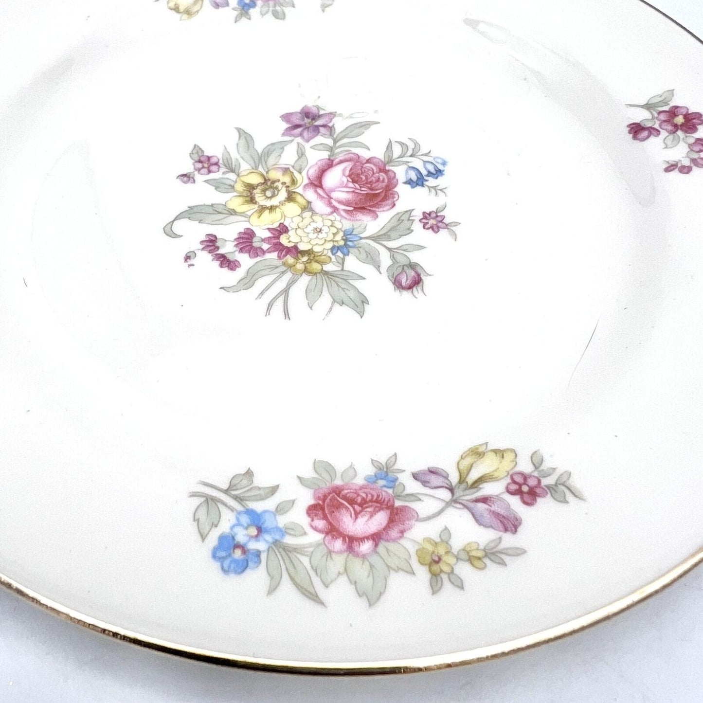 Eggshell Nautilus Set of 4 Plates 6 inch Cream Gold Trim Flowers