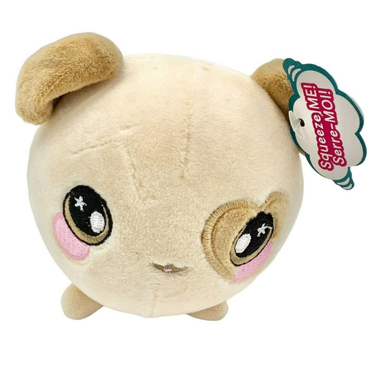 Squeezamals Dan the Dog Brown Puppy Plush Pink Cheeks 4" Stuffed Animal